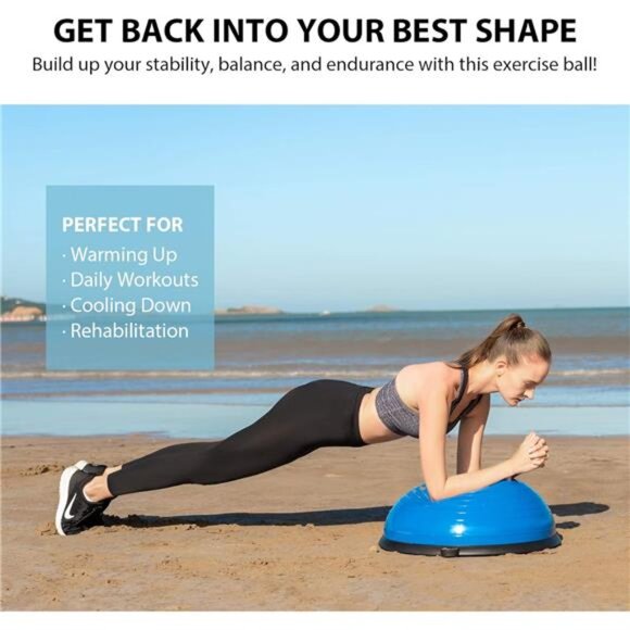 ZELUS Balance Ball Trainer with Resistance Bands and Foot Pump, Inflatable Yoga - Picture 4 of 7